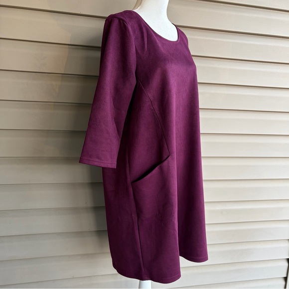 •Nina Leonard• Faux Suede Burgundy Shift Dress - Size XL - Picture 4 of 8
